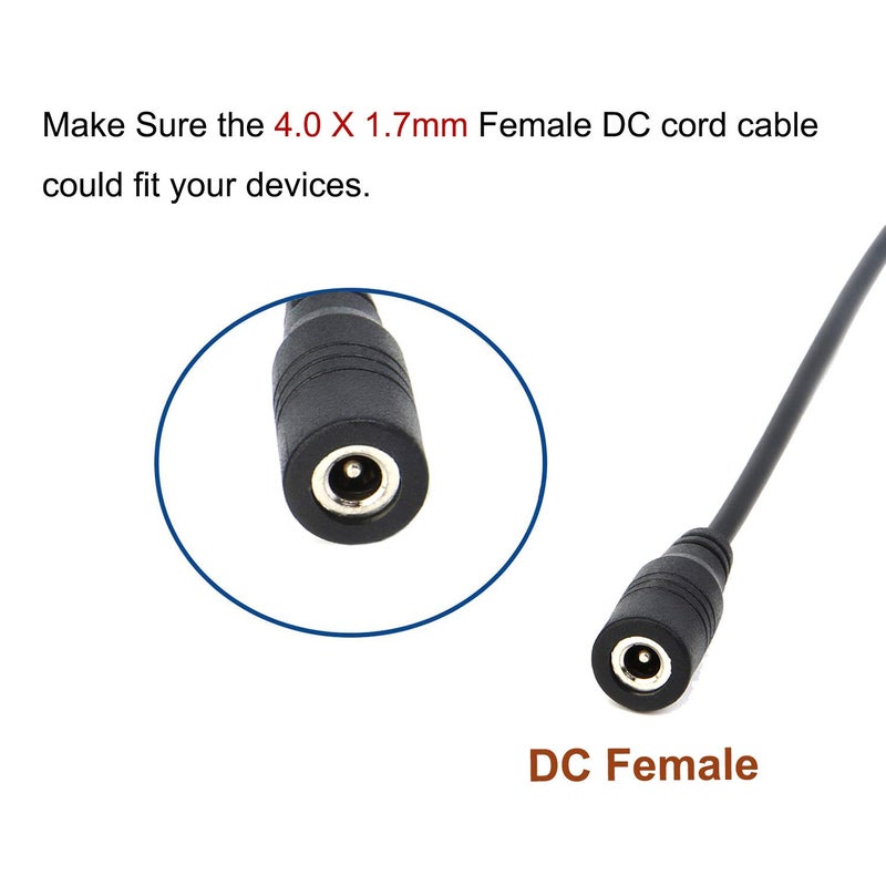 COOLM 5ft 4.0mm x 1.7mm Female to 4.0mm x 1.7mm Male Plug Extension Cable DC Power Adapter Cable 1.5 Meters (5 FT) - Image 2